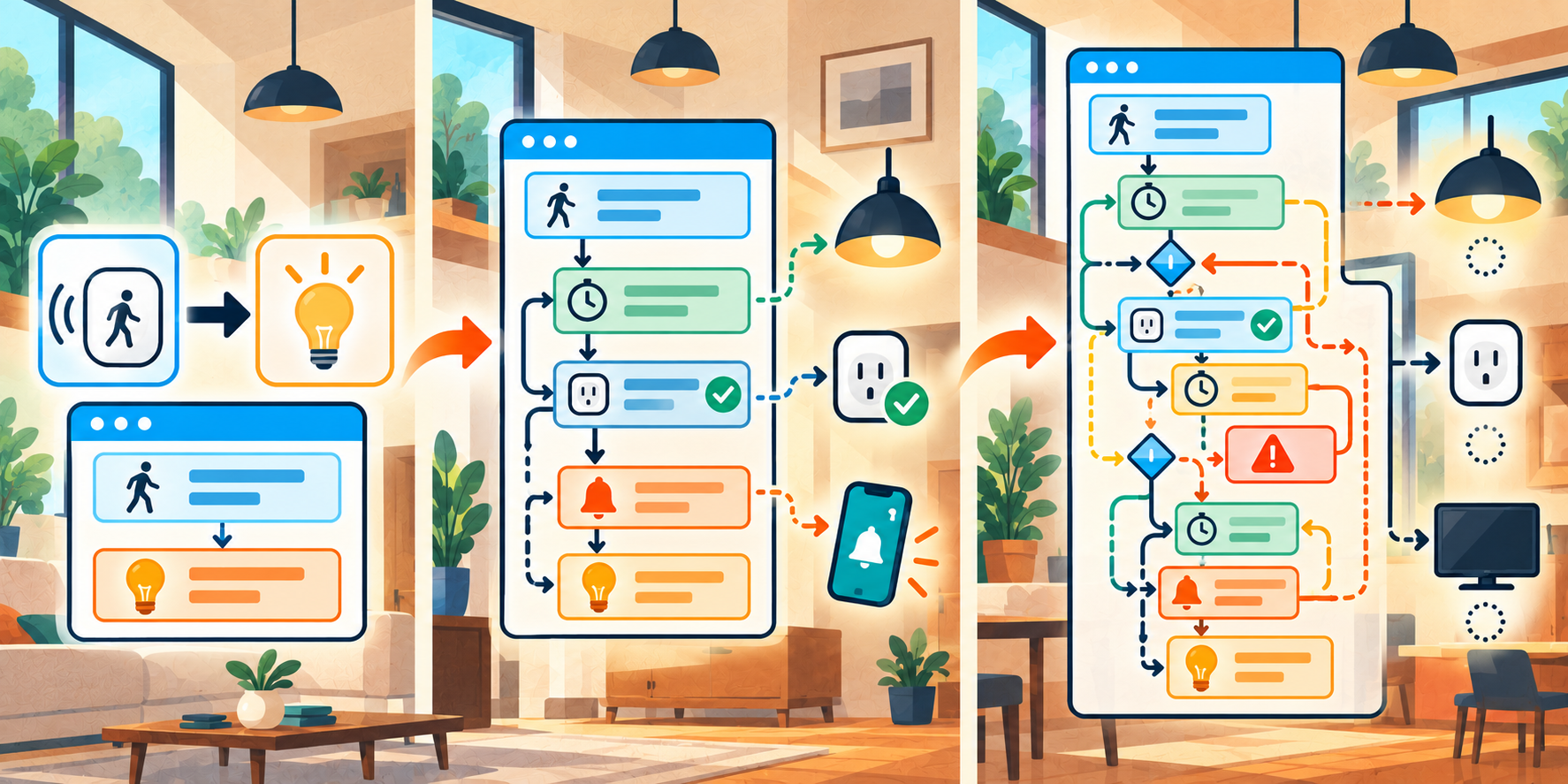 Home Assistant 自動化從單一步驟逐漸增加等待、驗證與通知分支